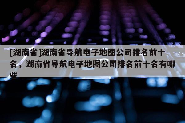 [湖南省]湖南省導(dǎo)航電子地圖公司排名前十名，湖南省導(dǎo)航電子地圖公司排名前十名有哪些